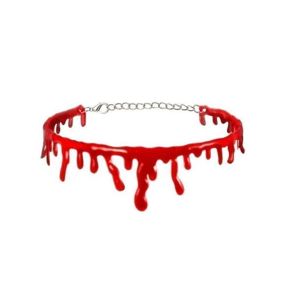🩸 Halloween Vampire Costume Cosplay Dripping Blood Choker Necklace NEW - Picture 2 of 15